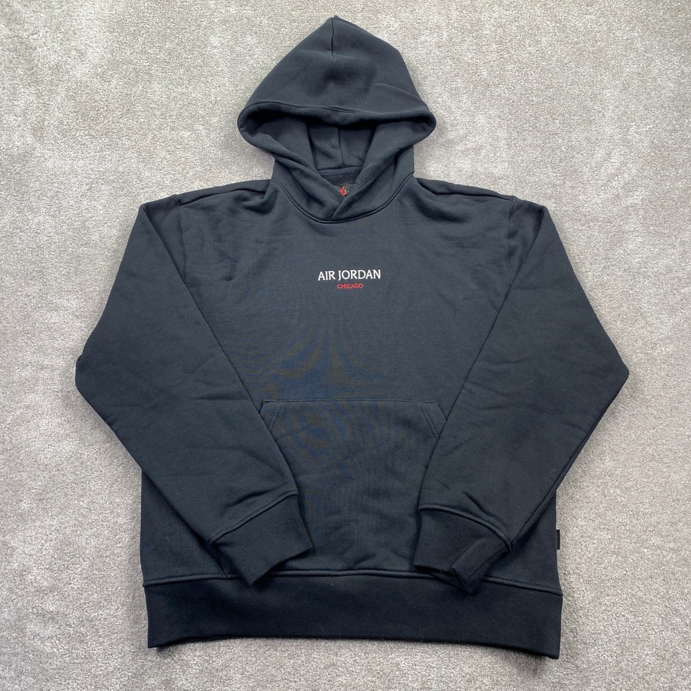 Air Jordan Chicago Mens Hoodie Black Pullover Sweatshirt - Medium